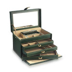 Coffret bijoux cuir imitation vert