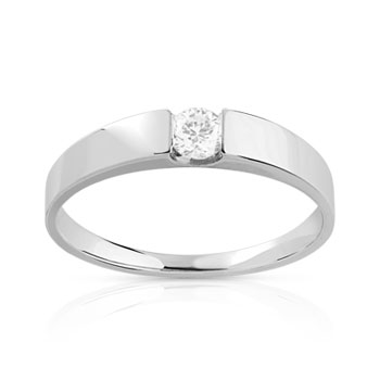 Solitaire or 750 blanc diamant 0,15 carat
