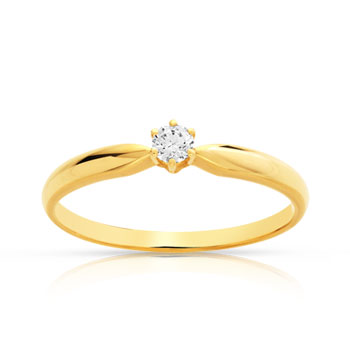 Solitaire or 750 jaune diamant 0,1 carat