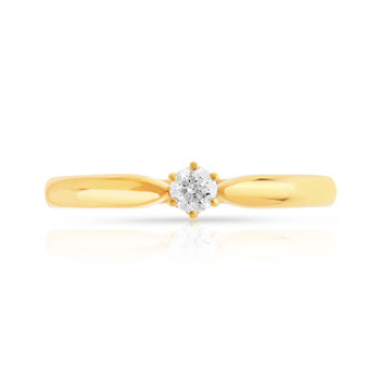 Solitaire or 750 jaune diamant 0,1 carat
