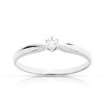Bague solitaire or 750 blanc diamant 10/100e de carat