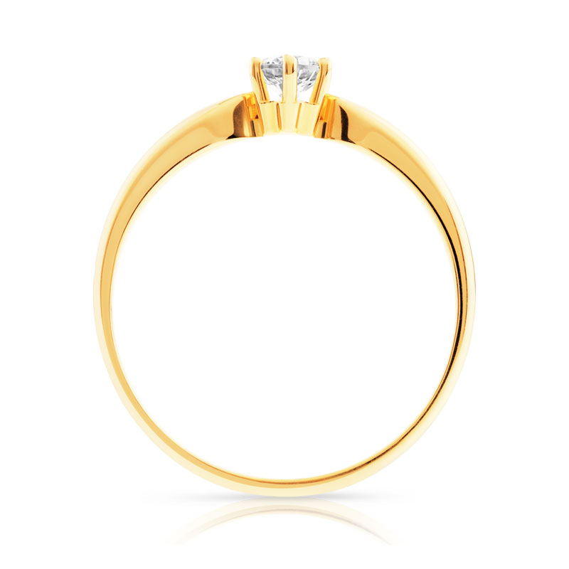Bague solitaire or 750 jaune diamant 20/100e de carat - vue 2