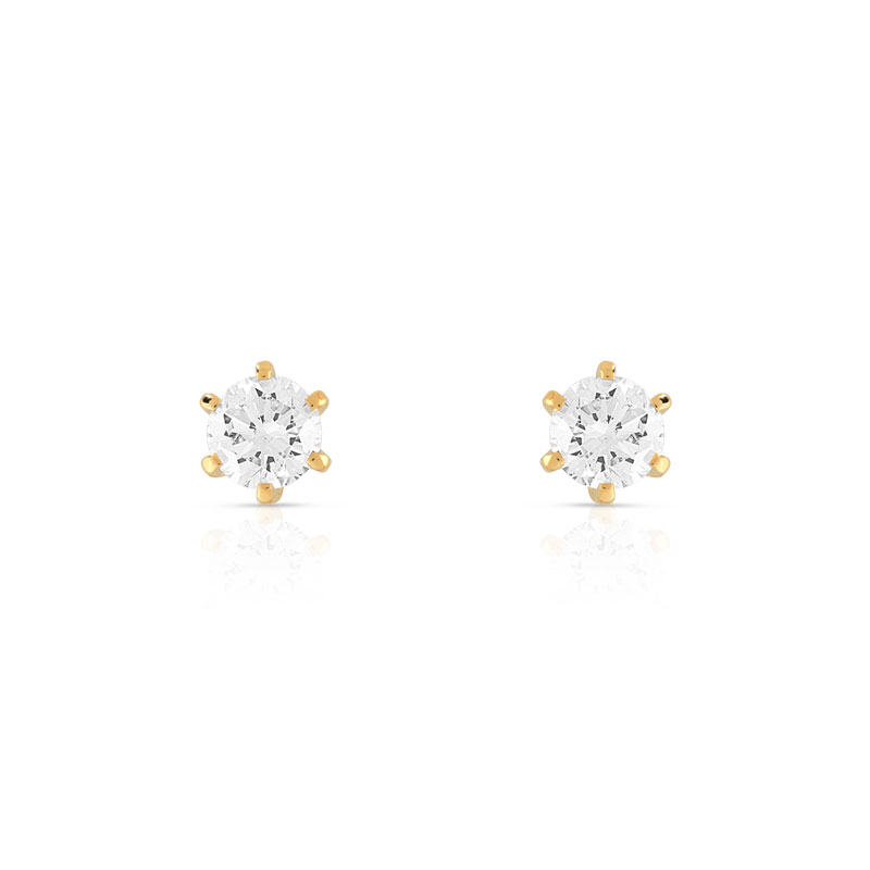 Boucles d'oreilles or 750 jaune diamant