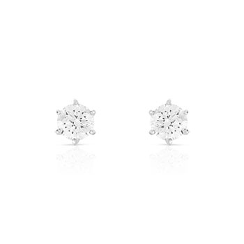 Boucles d'oreilles or 750 blanc diamant
