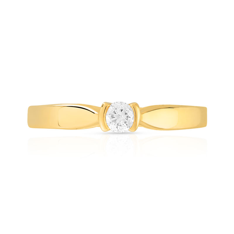 Solitaire or 750 jaune diamant 0,1 carat - vue 3
