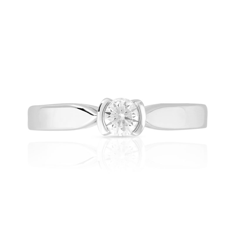 Solitaire or 750 blanc diamant 0,2 carat - vue 3