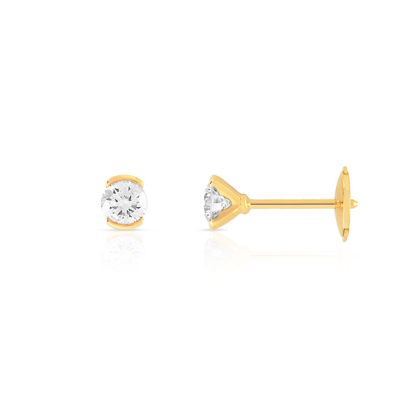 Boucles d'oreilles or 750 jaune diamant - vue D1