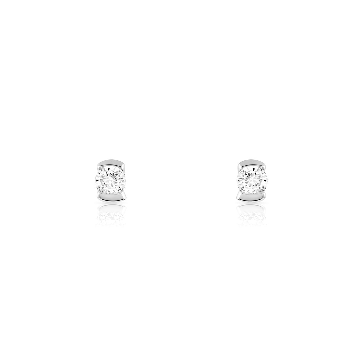 Boucles d'oreilles or 750 blanc diamants - vue D1
