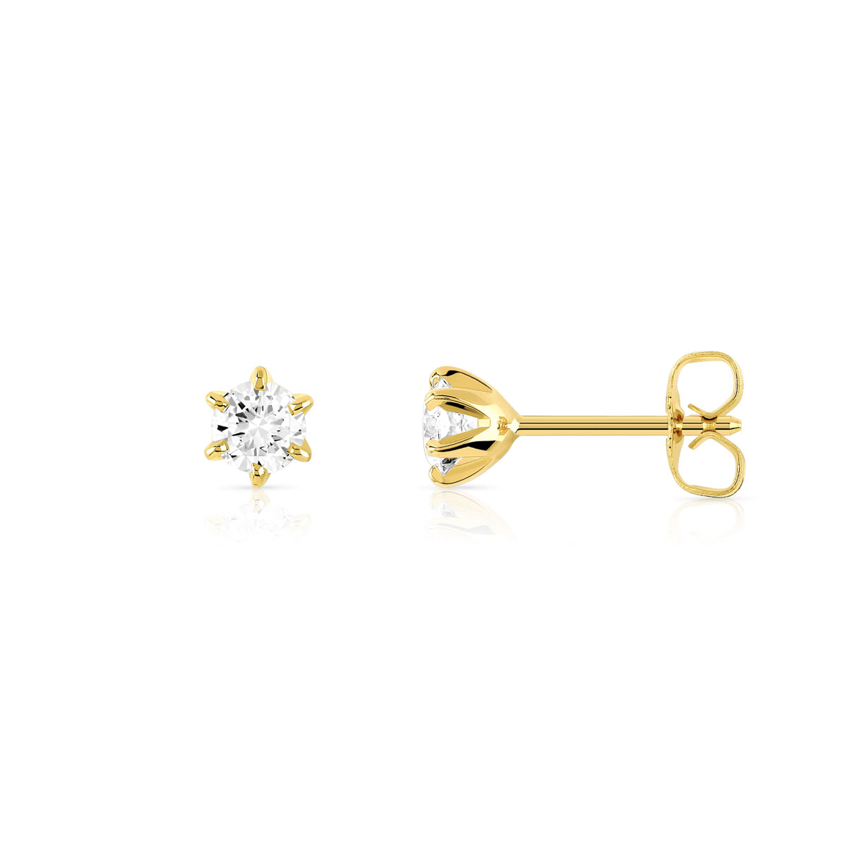 Boucles d'oreilles or 750 jaune diamant