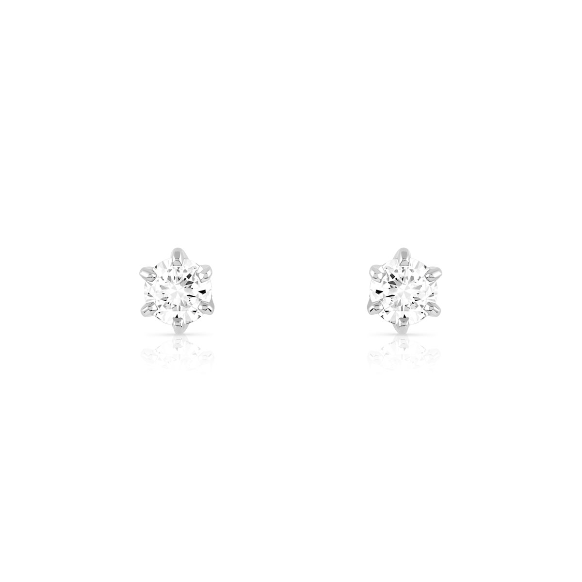 Boucles d'oreilles or 750 blanc diamants - vue D1