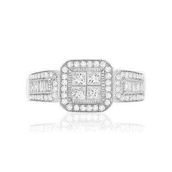 Bague or 750 blanc diamant