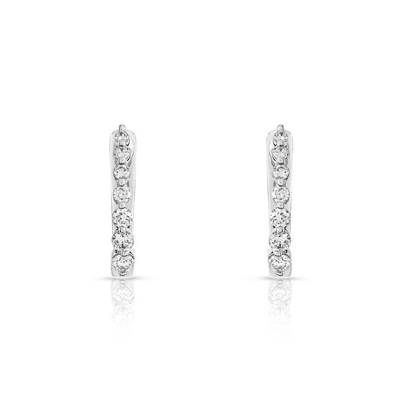 Boucles d'oreilles or 750 blanc diamant - vue D1