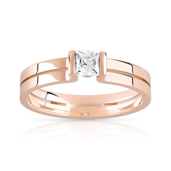 Bague or 750 rose diamant