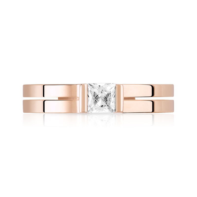 Bague or 750 rose diamant - vue V3