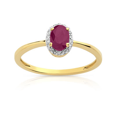 Bague or 750 2 tons rubis et diamant