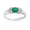 Bague or 750 blanc émeraude et diamant