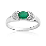 Bague or 750 blanc &eacute;meraude et diamant
