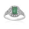 Bague or 750 blanc émeraude et diamant
