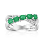 Bague or 750 blanc &eacute;meraude et diamant
