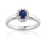 Bague or 750 blanc saphir et diamant