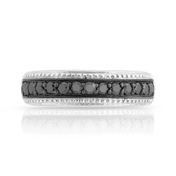 Bague or 750 blanc diamants noirs