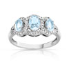 Bague or 750 blanc aigue-marine et diamant