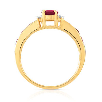 Bague or 750 2 tons rubis et diamants