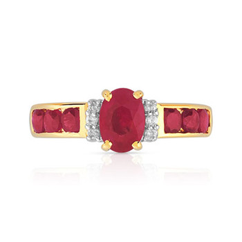 Bague or 750 2 tons rubis et diamants