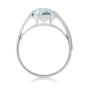 Bague or 750 blanc aigue marine rectangulaire