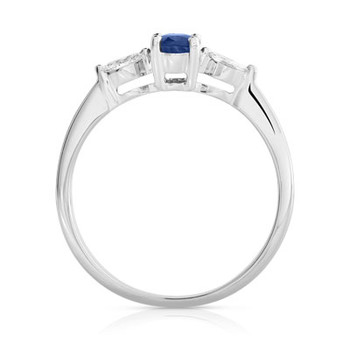 Bague or 750 blanc saphir et diamant
