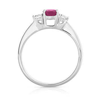 Bague or 750 blanc rubis et diamant
