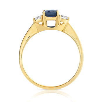Bague or 750 jaune saphir et diamant