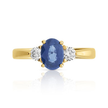 Bague or 750 jaune saphir et diamant