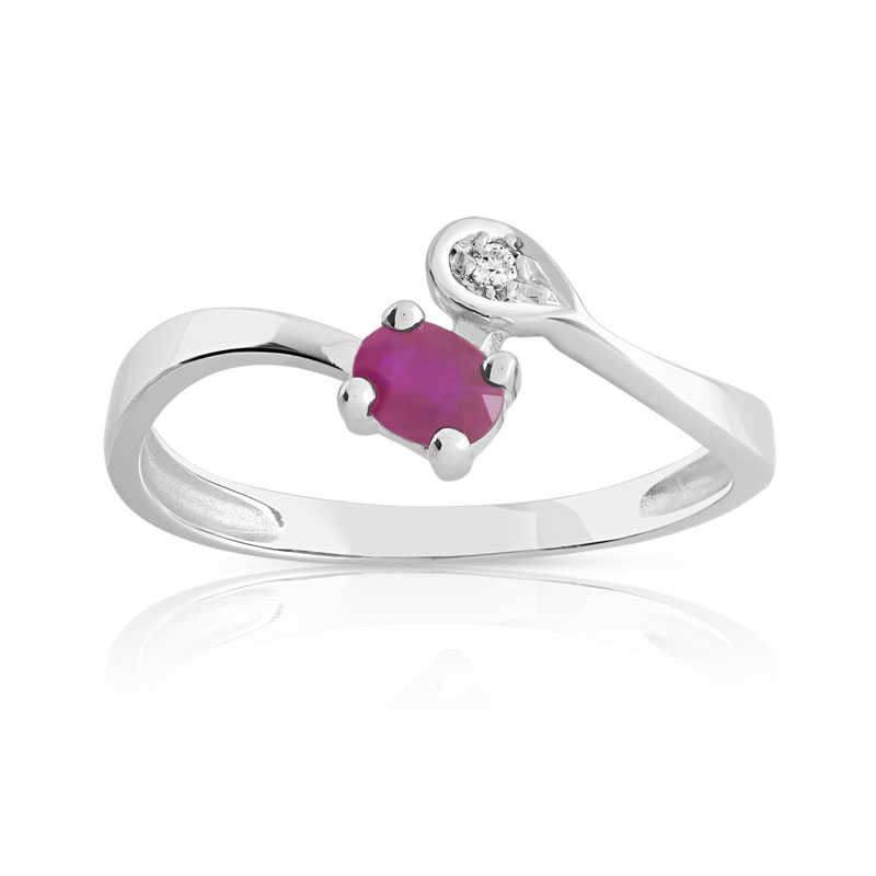 bague or 750 blanc rubis et diamant bague en or blanc 750 1 rubis 20 ...