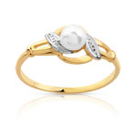 Bague or 750 2 tons perle de culture de Chine