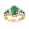Bague or 750 2 tons émeraude et diamant