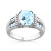 Bague or 750 blanc topaze bleue traitée et diamant