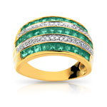 Bague or 750 2 tons &eacute;meraude et diamant