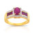 Bague or 750 2 tons rubis et diamant