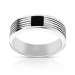 Bague or 750 blanc onyx
