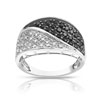 Bague or 750 blanc diamant noir et diamant blanc