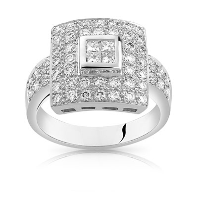Bague or 750 blanc diamant 1,21 carat