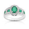 Bague or 750 blanc émeraude et diamant