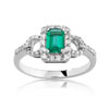 Bague or 750 blanc émeraude et diamant