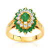 Bague or 750 émeraude et diamant