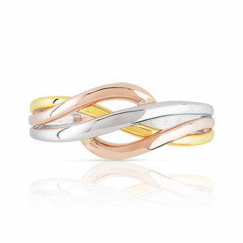 Bague 3 ors 750 anneaux entrelacés
