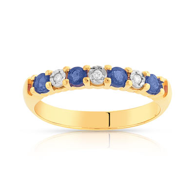 Alliance or 750 jaune saphir et diamant