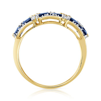 Bague or 750 2 tons papillons saphirs et diamants