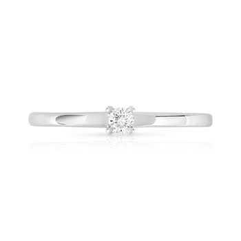 Solitaire or 750 blanc diamant 0.08 carat