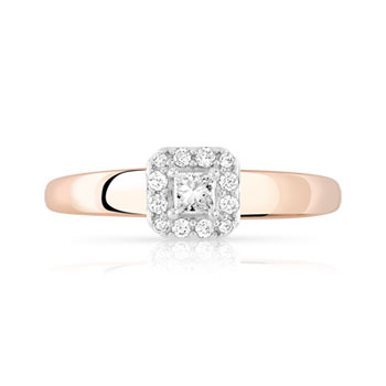 Bague 2 ors 750 carrée diamants